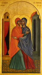 Papier Peint - BARI, ITALY - MARCH 5, 2022: The icon of Visitation in the church Chiesa di Santa Croce from 20. cent.