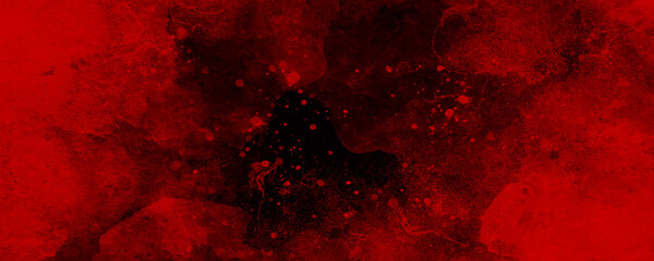 Wall Mural - Red watercolor ombre leaks and splashes texture on red watercolor paper background, watercolor dark red black nebula universe. watercolor hand drawn illustration. red watercolor ombre leaks.