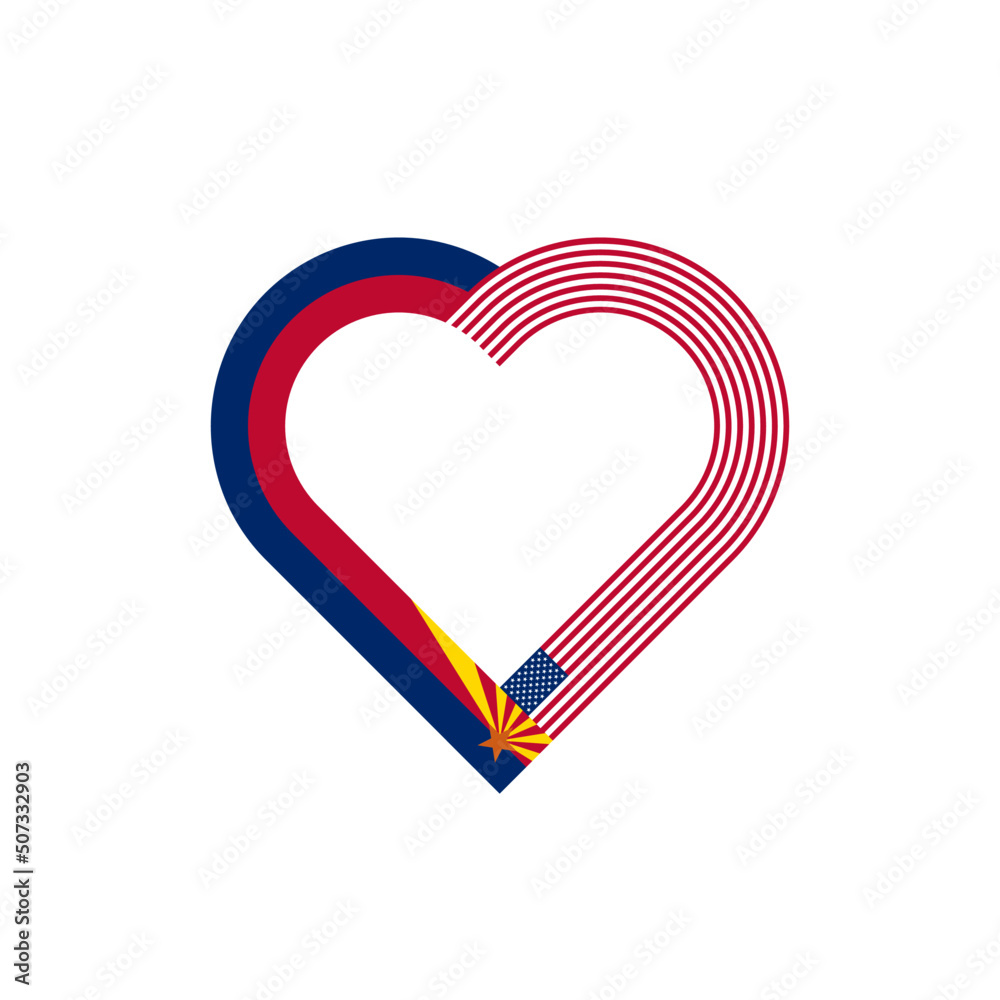 unity concept. heart ribbon icon of arizona state and united states ...