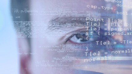 Poster - Animation of data processing over eye of caucasian man