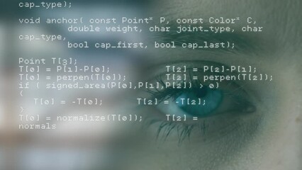 Aufkleber - Animation of data processing over eye of caucasian woman