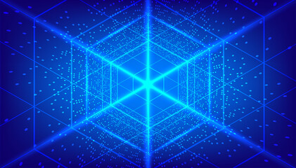 Poster - abstract blue hexagon pattern background for a hi-tech communication concept. vector illustration
