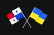 Flags of the countries of Ukraine and the Republic of Panama (Central America) in national colors. Help and support from friendly countries. Flat minimal design.