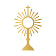 golden Sacrament of the Eucharist, Holy Communion, Corpus Christi, Monstrance- vector illustration