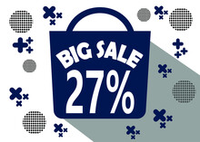 Big Sale Up To 27% Off. Blue Shopping Bag For Big Discounts And Promotions.
