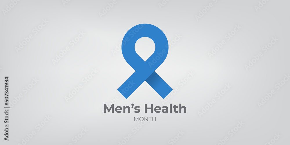 Mens health month concept horizontal banner design template with blue ...