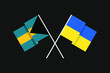 Flags of the countries of Ukraine and the Commonwealth of the Bahamas (North America, Caribbean) in national colors. Help and support from friendly countries. Flat minimal design.