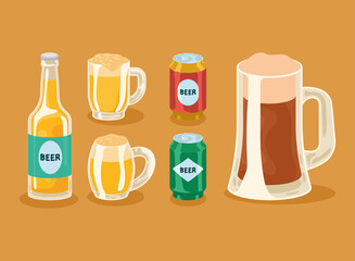 Canvas Print - six beers products icons