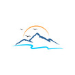 mountain and lake logo vector template