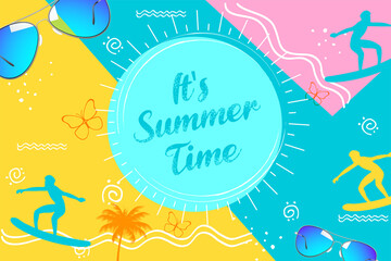 Wall Mural - Summertime poster tropical wallpaper for fun party invitation banner template