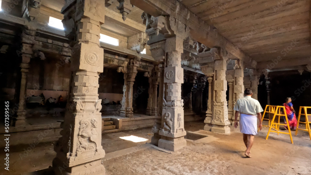 Corridors Of 1000 Years Old Hindu God Shiva Temple From Tamil Nadu