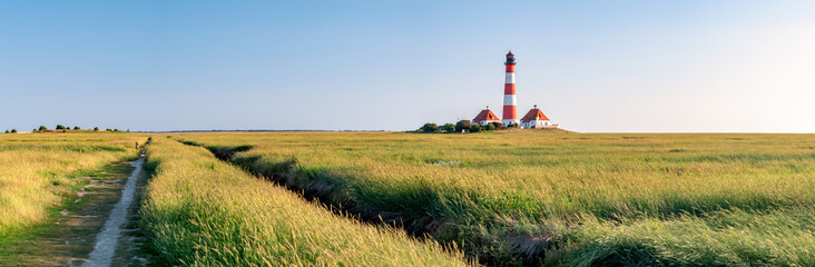 Wall Mural - westerheversand lighthouse panorama, westerhever, nordfriesland, schleswig-holstein, germany