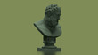 3d render antic military head bust green color