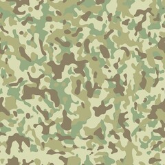 Army pattern camouflage trendy vector texture, green light background, seamless print.