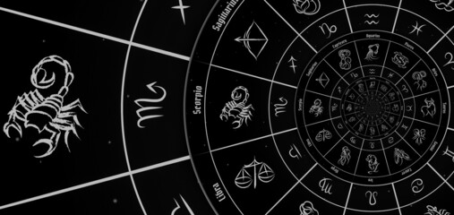 Leinwandbilder - Zodiac Signs Horoscope background. Concept for fantasy and mystery