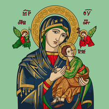 Our Lady Of Perpetual Help Colored Vector Illustration