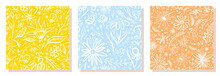 White Flowers With Blue Background. Vector Illustration. Seamless Pattern.