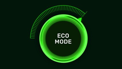 Poster - Green Eco Mode Rotating Node Button 4K Animation with glowing light. Green energy and technology concept video