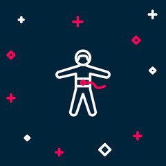 Poster - Line Bungee jumping icon isolated on blue background. Colorful outline concept. Vector