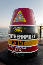 Southernmost Point Mark In Florida, USA During Sunset