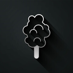 Wall Mural - Silver Cotton candy icon isolated on black background. Long shadow style. Vector