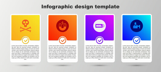 Wall Mural - Set Bones and skull warning, Magnet, Battery and Factory production. Business infographic template. Vector