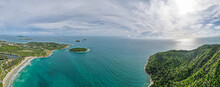 Aerial View, Drone, Black Rock Viewpoint Sunset Viewpoint Phuket Thailand During The Rainy Season