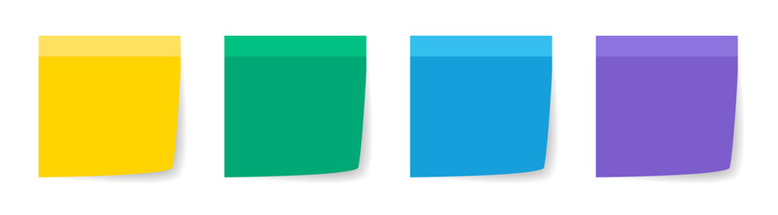 Poster - Set of colorful vector blank post-it notes isolated on white