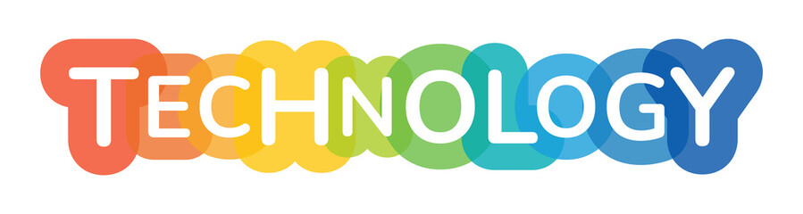 Poster - Technology colorful word vector banner illustration