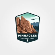 Pinnacles National Park Vector Patch Logo Symbol Illustration Design, Us National Park Collection Design