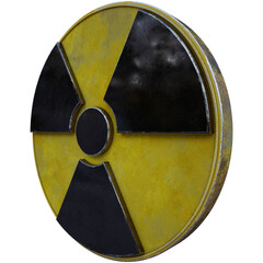 Rusty Radiation Warning Symbol, Detailed Radiation Symbol, Grunge Nuclear Warning Logo, 3d Rendering 