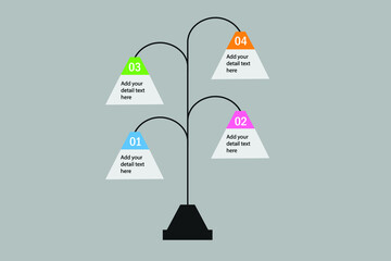 4 option lamp infographics