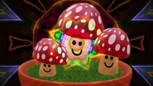 Mushrooms 3d Amanita Muscaria, With Psychedelic Kaleidoscope Dancing,