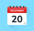 December 20 on calendar icon vector illustration