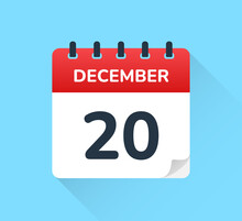 December 20 On Calendar Icon Vector Illustration