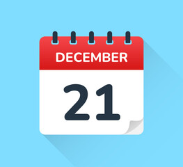 Wall Mural - December 21 day of the year. Vector flat design daily calendar icon.