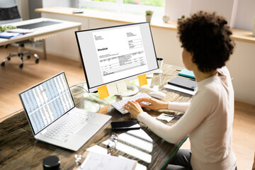 Accountant Using E Invoice Software At Computer