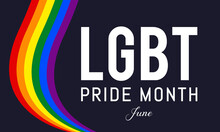 LGBTQ Pride Month In June In Every Year. Rainbow Sign Pride Community Design For Banner, Poster, Card And Background Template.