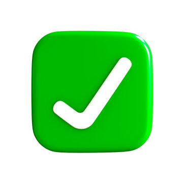 Check mark icon isolated over white background. 3D rendering.