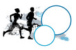 Running sport graphic with text buttons.