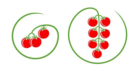 Sticker - Tomato Cherry logo. Isolated tomato on white background
