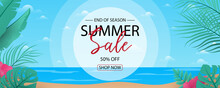 Summer Banner Template For Advertising Summer Arrivals Collection Or Seasonal Sales Promotion