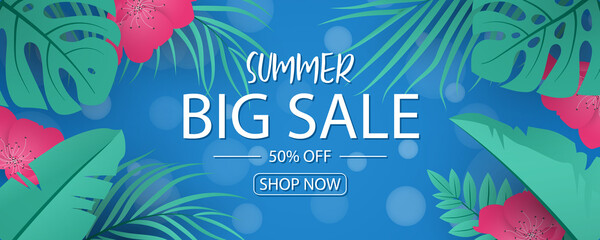 Poster - Summer banner template for advertising summer arrivals collection or seasonal sales promotion