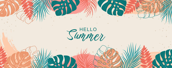 Beautiful hand drawn tropical summer background