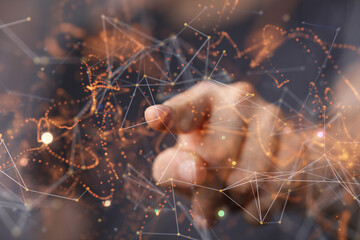 Neural network concept. Connected cells with links.