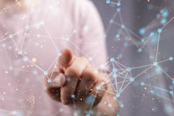 Wall Mural - concept of internet network. double exposure