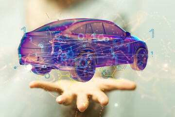Poster - autonomous driving with a electric car.