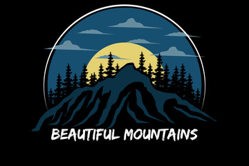 Wall Mural - Beautiful mountain retro design landscape