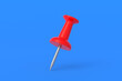 © OlekStock - Red push pin on blue background. Stationery tools. Office equipment. School education. 3d render
