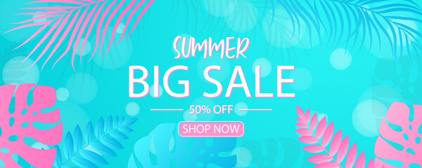 Poster - Summer banner template for advertising summer arrivals collection or seasonal sales promotion